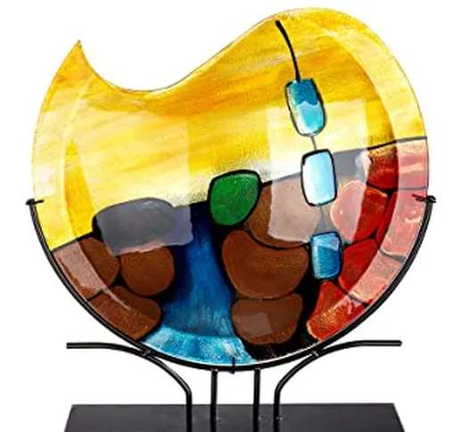 GILDE GlasArt 39932 - Vaso decorativo Murano rotondo, vetro multicolore, altezza 49 cm