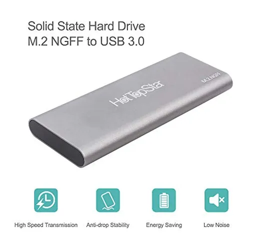 HotTopStar USB 3.0 M.2 NGFF Hard Drive Box per chiave B, SATA M.2 SSD, custodia esterna in...