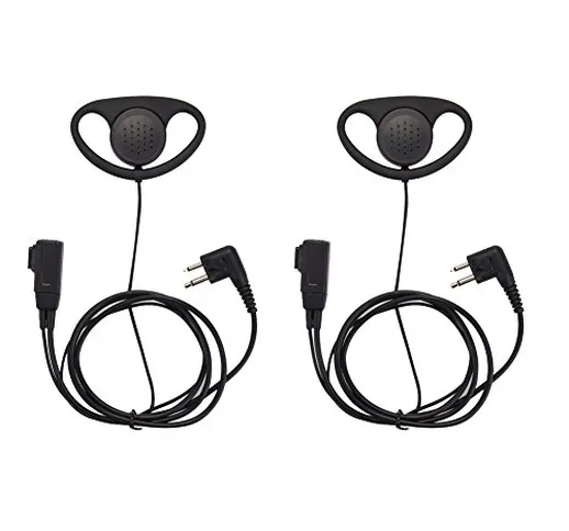 Set di 2 cuffie auricolari con supporto a D con tecnologia PPT e microfono bidirezionale,...