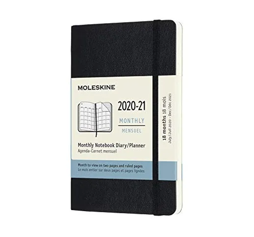 Moleskine - Agenda Mensile 18 Mesi, Agenda Mensile Tascabile 2020/2021, Planner Mensile co...