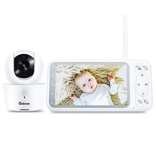 Baby Monitor 5’’ 1080P HD Schermo 360° Rotazione 4 Telecamere Estendibile,Gobran Videosorv...