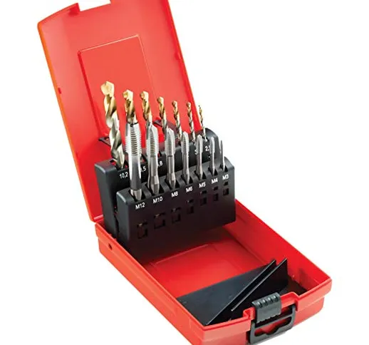 Dormer Serie L114303 L114 HSS DIN Tap-Drill Set, luminoso, E297 + A002, 14 pezzi