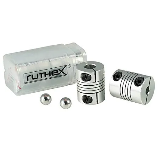 ruthex Giunto per stampante 3D 5x8 mm V2 con 2 sfere di allineamento - 2x accoppiatori NEM...