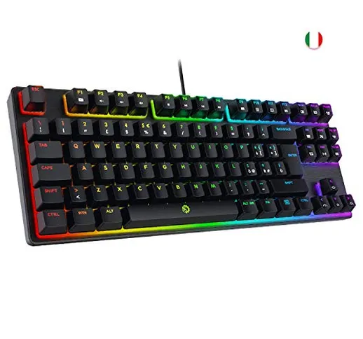 DREVO Tyrfing V2 Tastiera Meccanica Gaming 88 Tasti Layout Italiano RGB Backlit Completame...