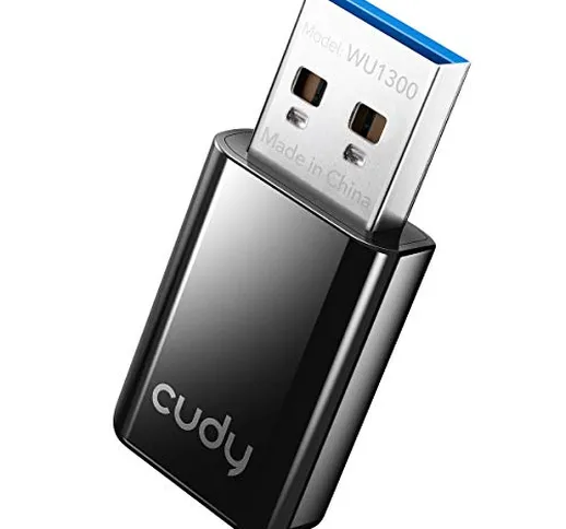 Cudy WU1300 Adattatore USB WiFi AC 1300Mbps per PC, Dongle WiFi USB 400 Mbps + 867 Mbps, 5...