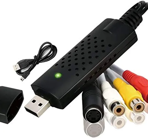 USB 2.0 Audio/Video Grabber Capture, Convertitore VHS contatti Dorati, Video Grabber, Tras...