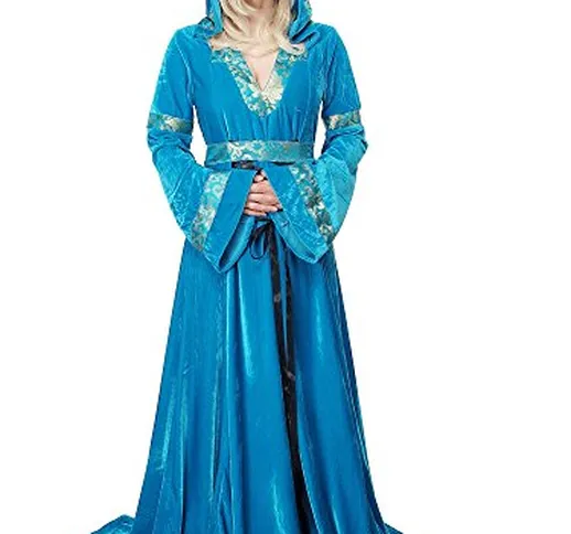 Dress Me Up - Costume da Donna, Elaborato e prezioso, Vestito Lungo, Elfo dei boschi, Medi...