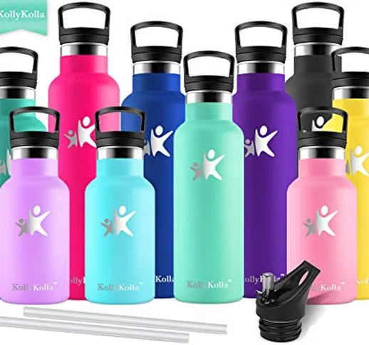 KollyKolla Bottiglia Termica per Acqua in Acciaio Inox, 500ml Senza BPA, Borraccia Sportiv...