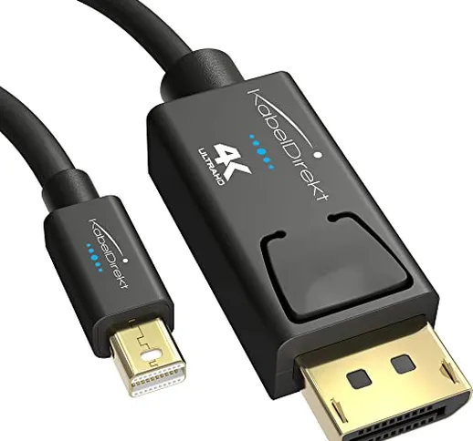 KabelDirekt – Mini DisplayPort (Thunderbolt) su cavo DisplayPort (Mini DP su DP) – 2m – (U...