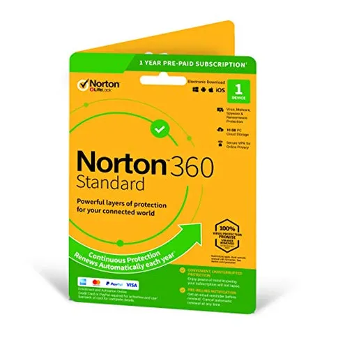 Norton 360 Standard 2020 | 1 Device | 1 Year | Includes Secure VPN and Password Manager |...