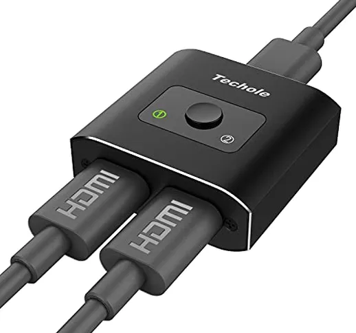 HDMI Switch (Aggiornato), Techole Alluminio Switch HDMI Bidirezionale 2 Ingressi 1 Uscita...