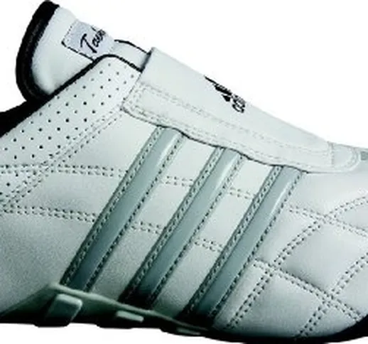 adidas Taekwondo Adilux Shoes (12, White W/Gray Stripe)