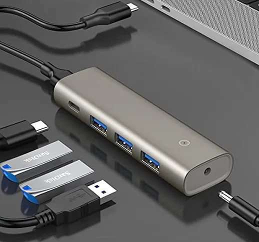 Hub USB C da 10 Gbps USB 3.2/3.1 Gen 2 Hub Adattatore multiporta di tipo C con 3 porte USB...