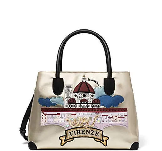 Braccialini Borsa a Mano con Tracolla Linea Cartoline Metal B13982 Firenze