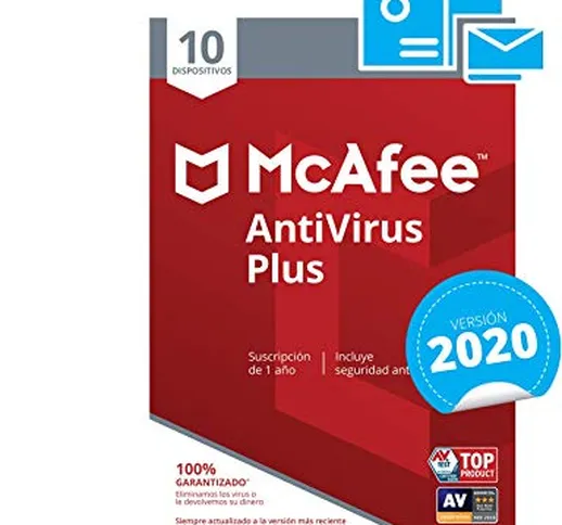 McAfee AntiVirus Plus 2020 - Antivirus | 10 Devices | 1 Year Subscription | PC/Mac/Android...