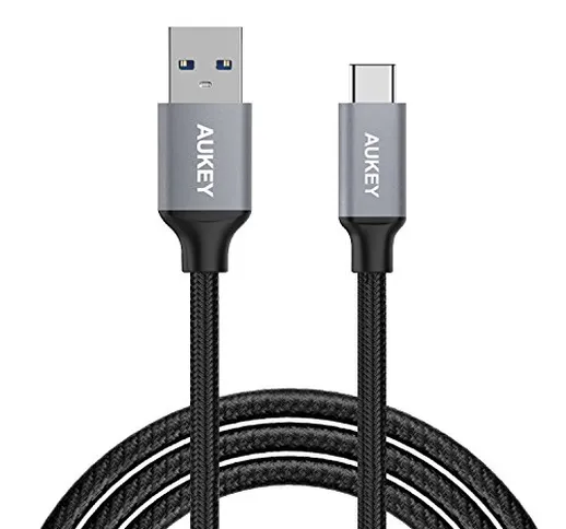 AUKEY Cavo USB 3.0 A a USB C 2 m di Nylon Cavo Type C Trasmissione e Ricarica per Samsung...