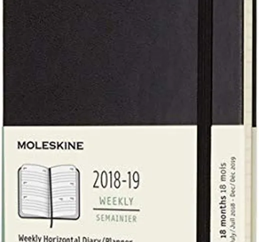 Moleskine 2018-2019, Agenda Settimanale 18 Mesi, Large, Orizzontale, Copertina Rigida, Ner...