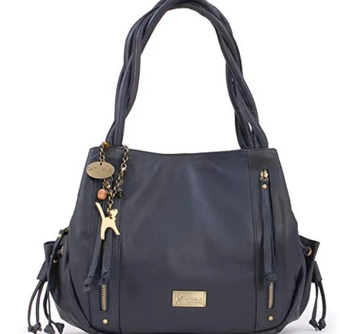 Catwalk Collection Handbags - Vera Pelle - Borsa a Spalla/Borse a Mano/Tote - Con Ciondolo...