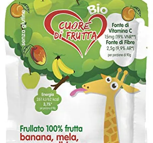 Cuore Di Frutta Frullato Di Frutta Bio Banana, Mela, Mango e Albicocca - Confezioni Da 90...