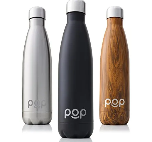 POP Design Bottiglia con Isolamento Termico in Acciaio Inossidabile, Mantiene Il Freddo pe...
