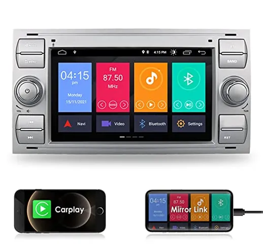 Android 10 Autoradio Carplay Double Din con sistema operativo per Ford C-Max/Connect/Fiest...