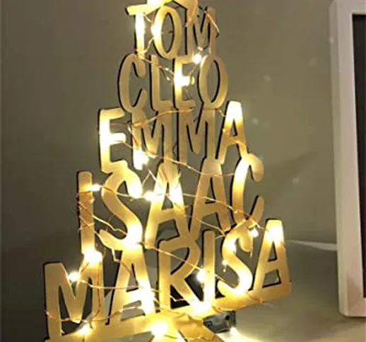 Albero di Natale con nome di famiglia inciso Albero di Natale in legno personalizzato Deco...