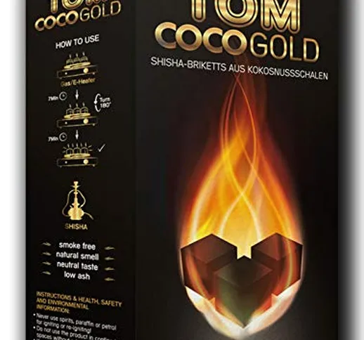 Tom Coco Gold - Carbone Naturale per Narghilè e Barbecue, 1 kg