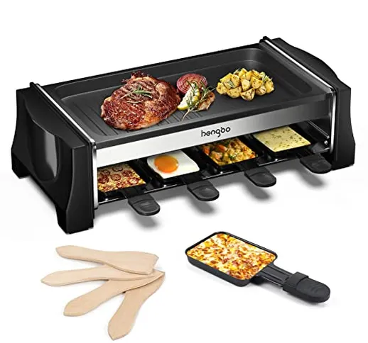 Raclette per 8 Persone, Griglia Elettrica Barbecue Elettrico Piastra Grill Antiaderente, E...