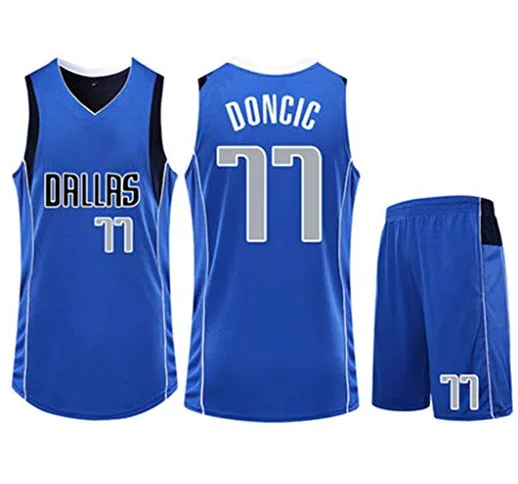 XSJY NBA Basketball Abbigliamento Suit - Dallas Mavericks 77# Luka Dončić Jersey Maniche d...