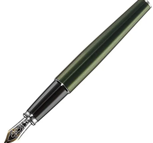 Diplomat Excellence A2 Evergreen Chrome penna stilografica con pennino medio 14 ct