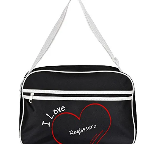 Borsa a tracolla stile retrò Modern I Love Regis cerebrale Nero