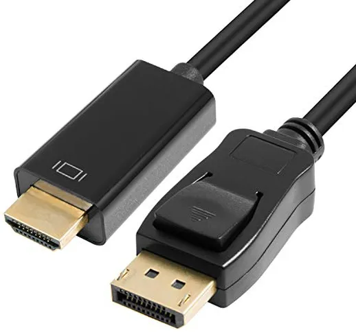 ZWOOS Adattatore da DisplayPort a HDMI, 1.8m 4k DisplayPort Maschio a HDMI Maschio Cavo Ad...