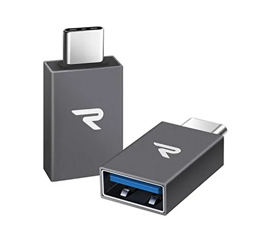 RAMPOW Adattatore USB C a USB 3.1 [ OTG - 2 Pezzi ] Adattatore Tipo-C a USB A, Compatibile...