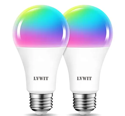 LVWIT Lampadina LED Smart Wifi Attacco E27, Forma A70, 12W Equivalenti a 100W, 1521Lm, Com...