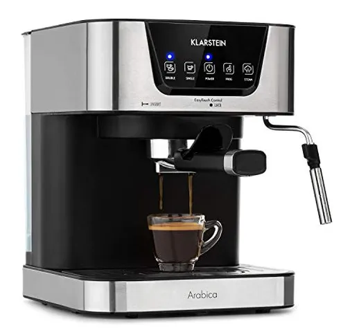 KLARSTEIN Arabica Macchina per Caffè Espresso - 1050 Watt, 15 Bar, Serbatoio Acqua 1,5 L,...