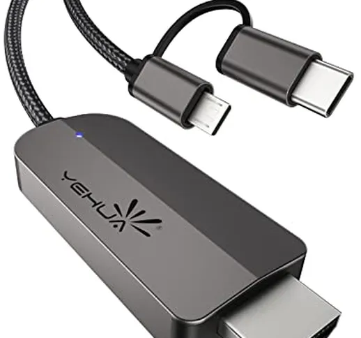YEHUA Cavo USB C a HDMI, 2 in 1 Micro USB al Cavo HDMI, 1080P HDMI Adattatore Supporto Hua...