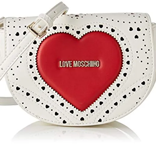 Love Moschino Jc4217pp0a, Borsa a Spalla Donna, Bianco (White Red), 8x13x17 cm (W x H x L)