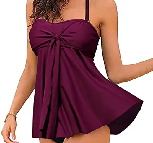 UMIPUBO Costume da Bagno Donna Due Pezzi Push Up Tankini Set Imbottito Reggiseno Costumi d...