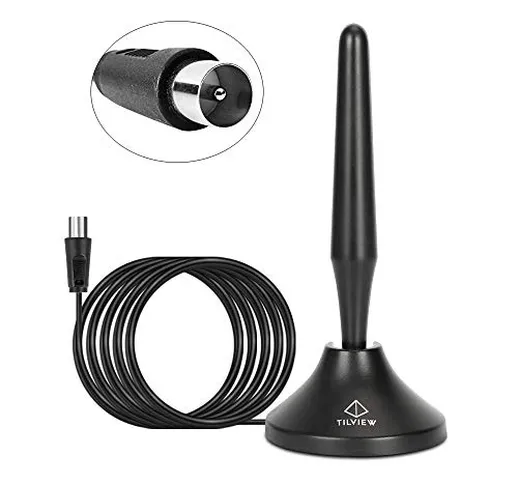 TILVIEW Antenna TV, Antenna Portatile con Base Magnetica, Amplificatore Incorporato, Suppo...