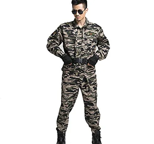 Autunno a Maniche Lunghe Mute mimetiche Uniformi Formazione Jungle Camouflage Militare Est...