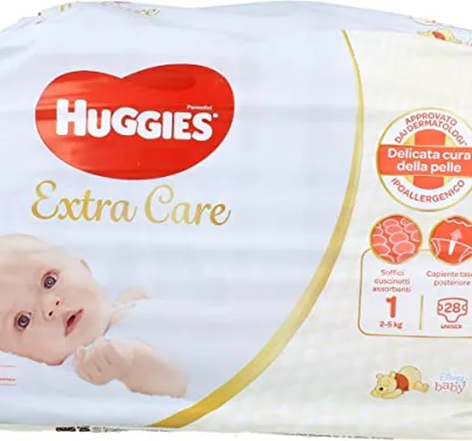 Huggies Bebè Extra Care Pannolini, Taglia 1 (2-5 kg), 4 x 28 unità
