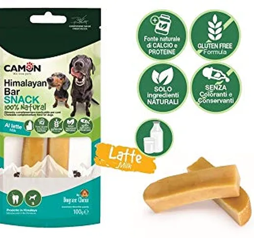 Camon AE381 Snack Vegetale per Cani Barrette al Latte Naturale Senza Glutine