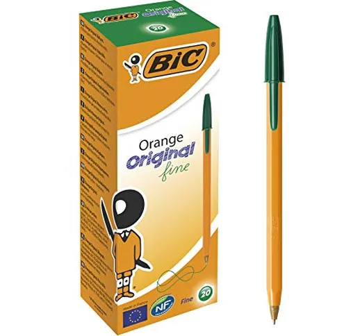 BIC 1199110113 Orange Original Fine Penna a sfera, 0.8 mm, 20 pezzi, Verde