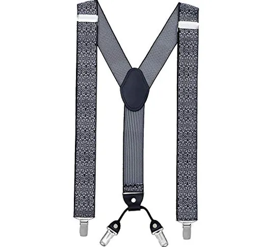 MASADA Bretelle da uomo Clips resistenti 3,5 cm di larghezza fino a 195 cm di altezza Bian...