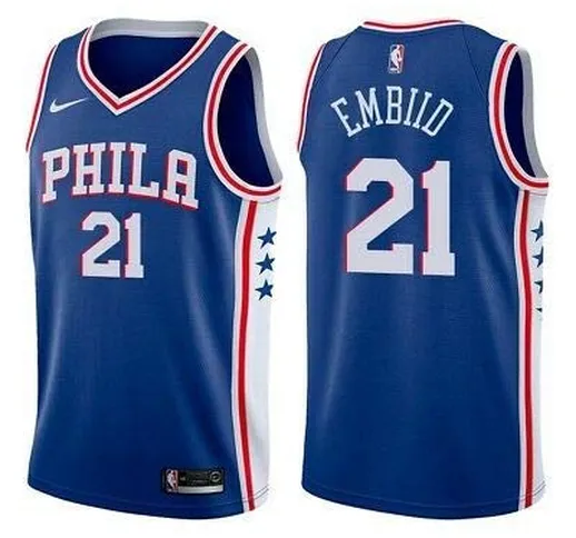 Lalagofe Joel Embiid #21 Philadelphia 76ers, Blu, Jersey Maglia Canotta, Swingman Ricamata...