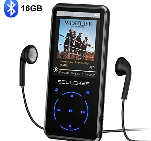 Lettore MP3,16GB Bluetooth Portatile Lossless Sound MP3 Lettore Musica, Digital Audio MP3...