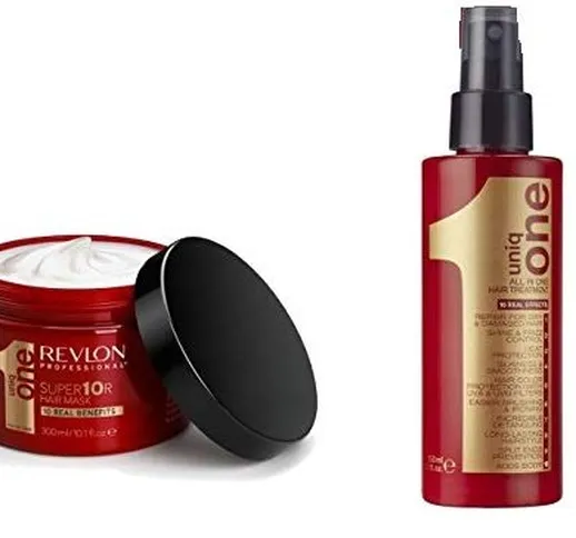 Revlon, Uniq One, maschera,300 ml + spray,150 ml. Cura capillare 2 in 1 per capelli secchi...
