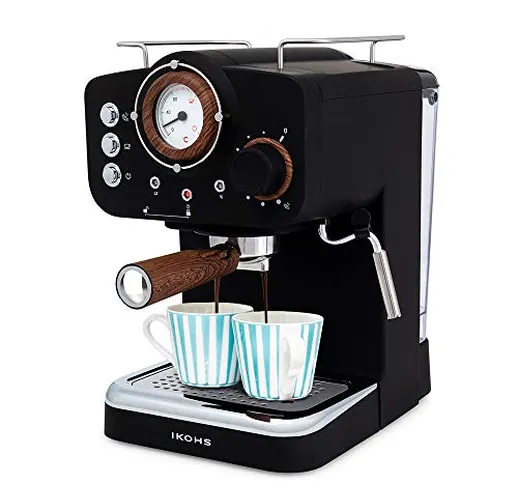 IKOHS THERA RETRO - Macchina del Caffè Express per caffè espresso e cappuccino, 1100 W, 15...