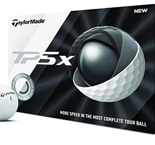 TaylorMade TP5x - Palline da golf, Unisex - Adulto, Palla da golf., M7154401, bianco, One...