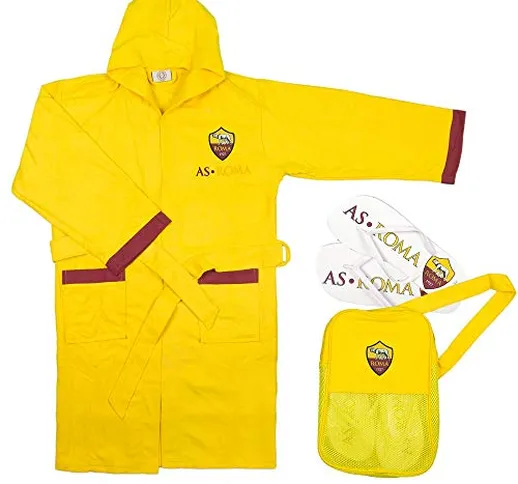 ASROMA Set Accappatoio E Infradito Bambino R1055 (7-8 Anni, Giallo)